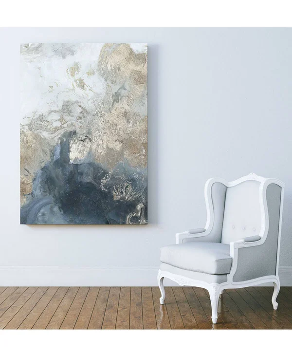 Giant Art 36x22 x 24x22 Ocean Splash II Version Museum Mounted Canvas Print - Blue