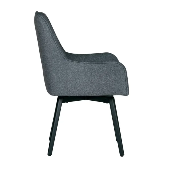 Studio Designs Home Spire Luxe Charcoal Gray Swivel Dining, Office Chair with Arms and Metal Legs