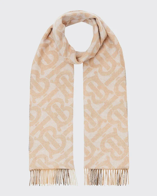 Burberry Reversible Check Monogram Cashmere Scarf