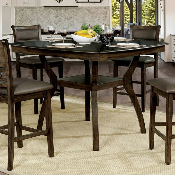 Furniture of America Rore Transitional Walnut Counter Dining Table