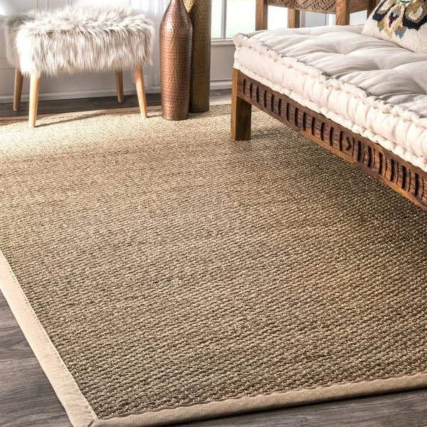 nuLOOM Elijah Seagrass Natural Area Rug - 8& Round, Navy