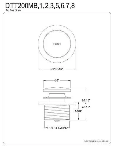Kingston Brass DTT205 Made to Match Tip-Toe Bathtub Drain Oil Rubbed Bronze