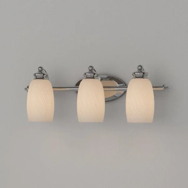 Hampton Bay - 3-Light Chrome Bath Bar Light with Frosted White Glass