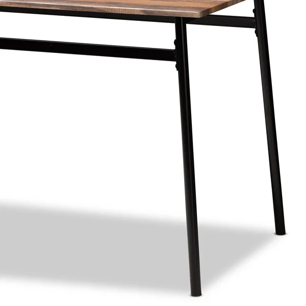 Baxton Studio Darcia Rustic & Industrial Brown Wood Finished Matte Black Frame 5-Piece Dining Set