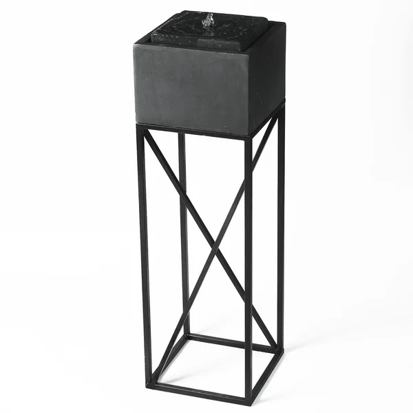 Luxen Home Cement/Iron Raised Stone Finish Outdoor Patio Fountain with LED Light