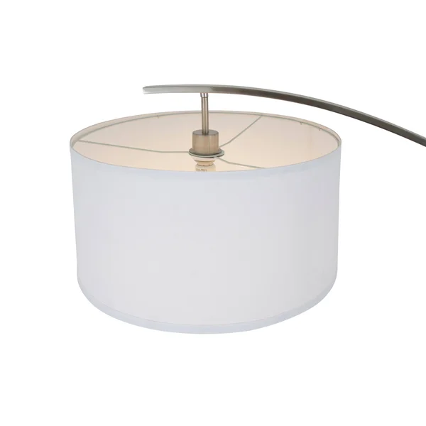 Q-Max Arched Floor Lamp with White Drum Shade - Black Wood Pole, and Metal Base