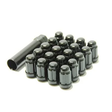41885B Black 12mm x 1.25mm Closed End Spline Drive Lug Nut Set with KEY - (Set of 20), 34 Millimeter Length and 20 Millimeter Out