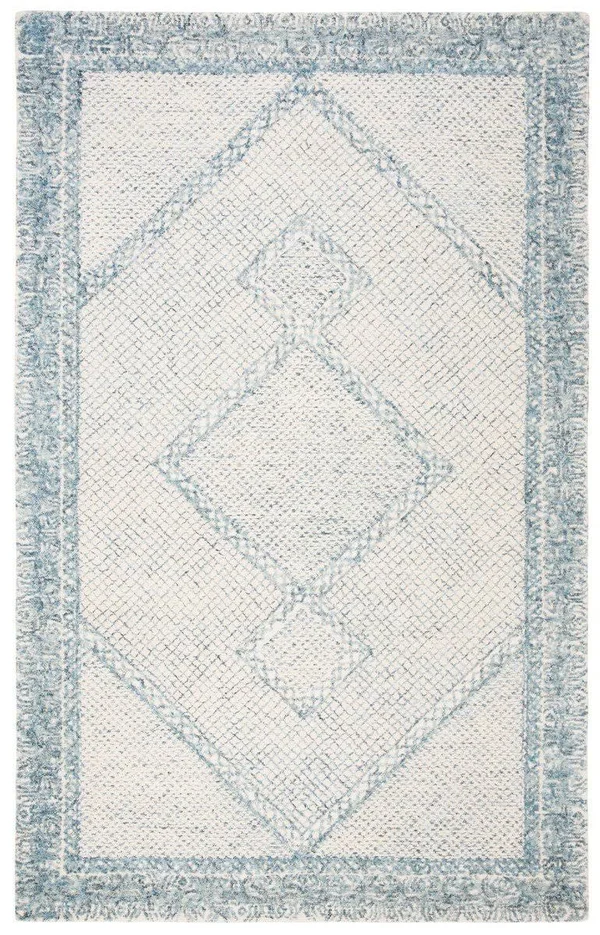 Safavieh Abstract Ivory/Blue 3 ft. x 5 ft. Geometric Border Area Rug