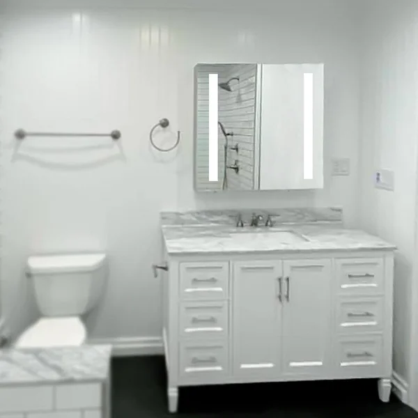Lighted LED Bathroom Mirror Medicine Cabinet: 32x22 Wide x 32x22 Tall - Surface-mounted - Hinged on Left and Right - 6, 000 Kelvi