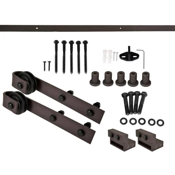 CALHOME Stained Z Bar Double DIY Barn Door w/ Hardware Kit - White - 84 x 84