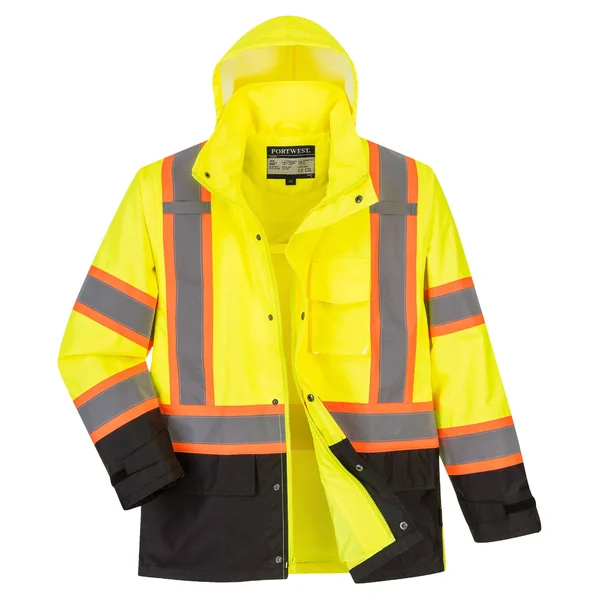 Portwest US361 Hi-Vis Contrast Tape Jacket - Yellow/Black, 3XL