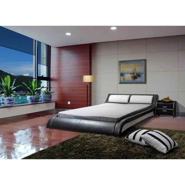 Greatime B1211EKBW Platform Bed, Eastern King, Black and White