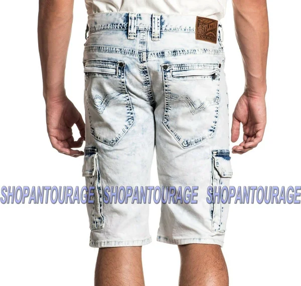 Affliction Hunter Fallen Fulton 110DS105 New Denim (Blue) Fashion Cargo Shorts for Men - Size: 38