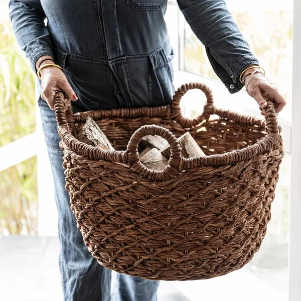 IKEA - LUSTIGKURRE Basket - brown/nipa Palm, 22絰22 絰15 ¾
