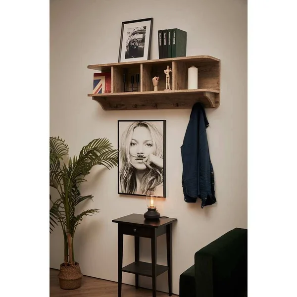 Vanity Art Entryway 5 Brown Hook Wall Mounted Coat Rack with Storage Hanging Shelf Entryway Organizer We-6706-bw - Men's, Size: L