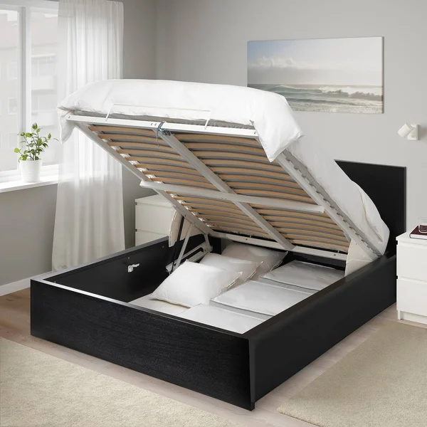 IKEA - MALM Storage Bed, black-brown, Queen