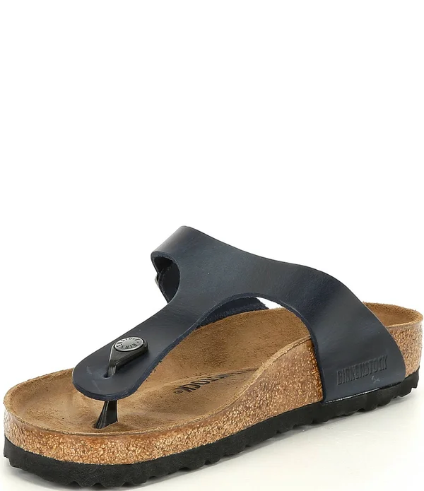 Birkenstock Women's Gizeh Sandal - 38 - Blue, Oiled Leather