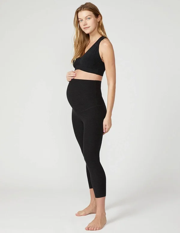 Beyond Yoga Maternity Empire Waisted Capri Leggings Darkest Night, Women's, Size: XS, Black