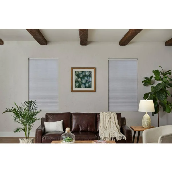 Home Decorators Collection White Cordless Blackout Cellular Shade - 18.75 in. W x 48 in. L (Motorization Compatible), Winter Whi