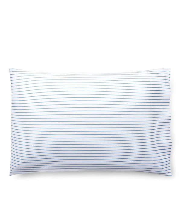 Ralph Lauren Prescott Stripe Flat Sheet - Queen - Summer Blue/White