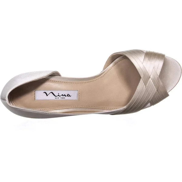 Nina Contesa Peep Toe D&Orsay Kitten Pumps - Ivory