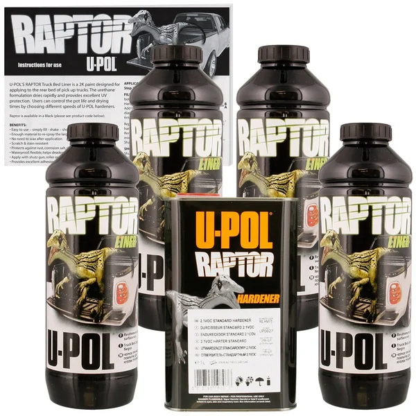 U-POL 0820 Raptor Black Truck Bed Liner & Texture Coating - 4 Liters Upol 820_4L