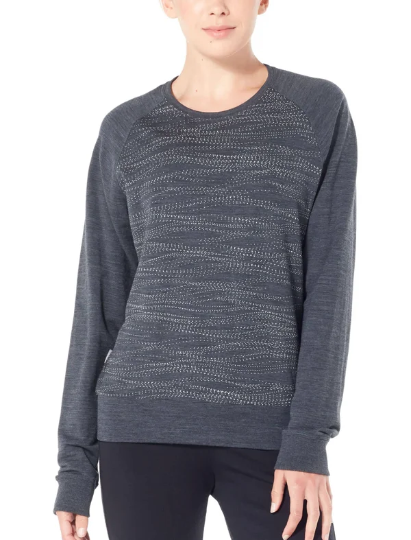 Icebreaker Women's Zoya Long Sleeve Crewe Drift Horizons Jet Heather L
