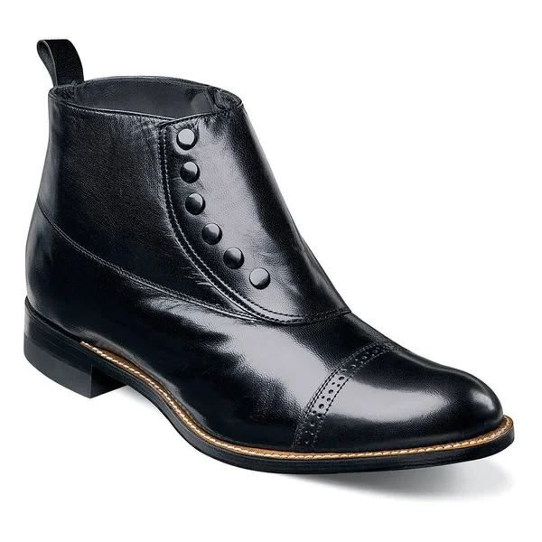 Men's Stacy Adams Madison Cap Toe Boot - Black/White - Size 9