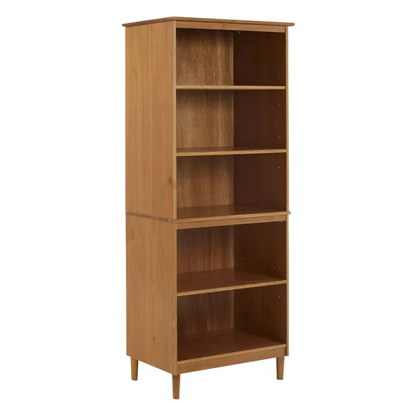 Walker Edison Spencer 70x22 Tall 4 Shelf Wood Bookcase - Caramel