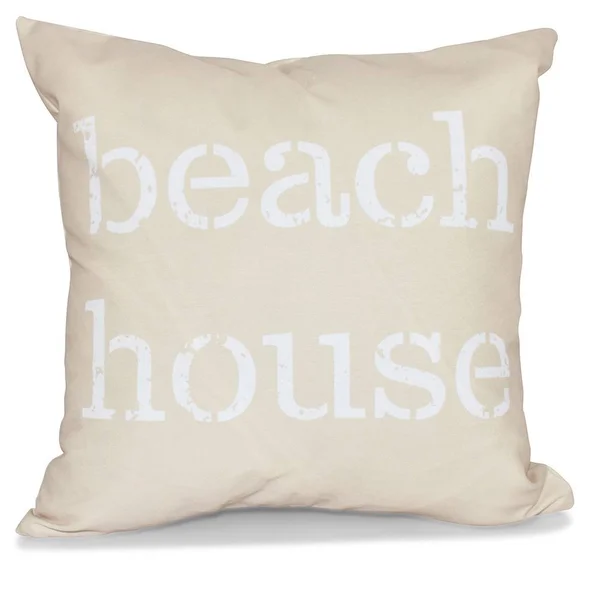 E by Design Beach Vacation Beach House Decorative Pillow Coral