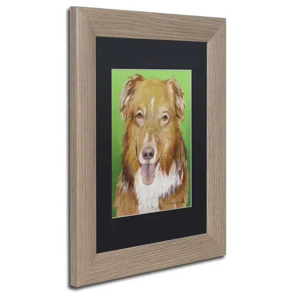 Trademark Fine Art PS210-T1620BMF Dog on Green by Pat Saunders-White, Black Matte, Birch Frame 16x20-Inch