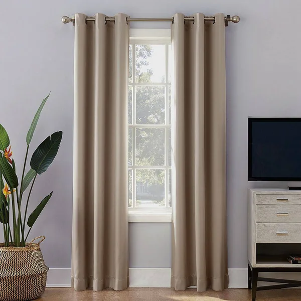 Sun Zero Extreme 2-Pack Norway Theater Grade 100% Blackout Window Curtain - LT Beige, 40X63