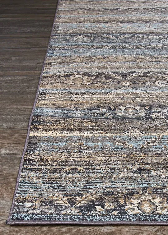 Couristan Zahara All Over Diamond Black/Light Blue/Oatmeal Area Rug - 9&2x22 x 12&5x22