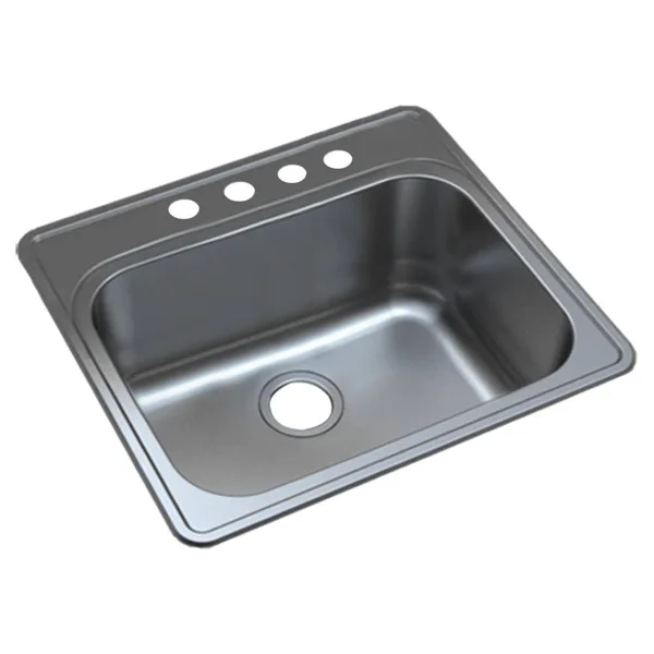 Transolid MTSB252212-4 Meridian 25-in x 22-in x 12-in Laundry/Utility Sink with 4-Hole - Brushed Stainless Steel