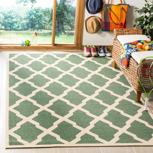 Safavieh Linden LND122K Aqua/Cream 9& x 12& Area Rug