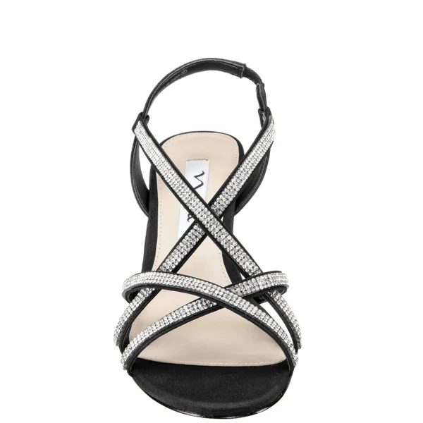 Nina Noni Crystal Embellished Slingback Sandal Black Fabric