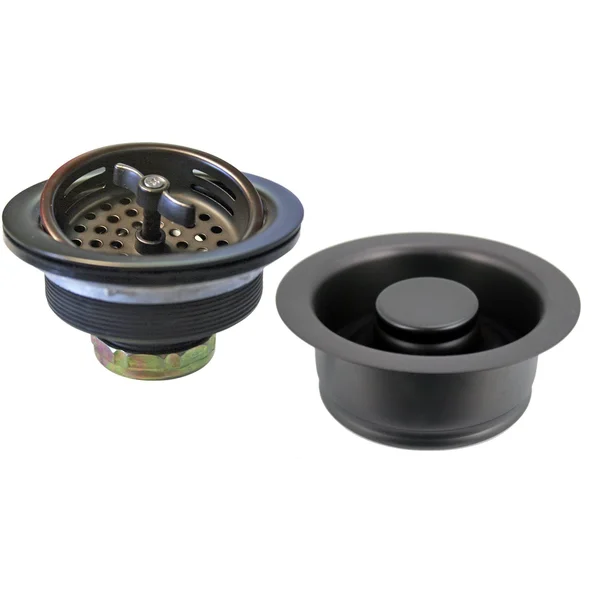 Westbrass Wing Nut Style Large Kitchen Basket STRAINER with Insinkerator Style Disposal Flange and STOPPER - Oil Rubbed Bronze, D