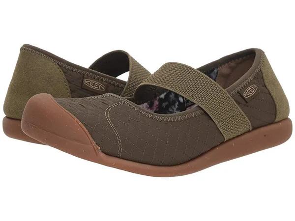 KEEN Quilted Mary Jane Slip-On Shoes- Sienna MJ Quilted, Size 8-1/2 Medium, Martini Olive