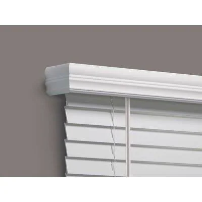 Custom Cordless Outside Mount Faux Wood Room Darkening White Horizontal/Venetian Blind Linen Avenue Width: 46.5