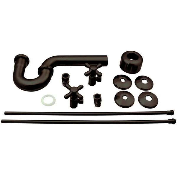 Westbrass Traditional Pedestal Lavatory Kit - Cross Handles, Black, D1838L-62