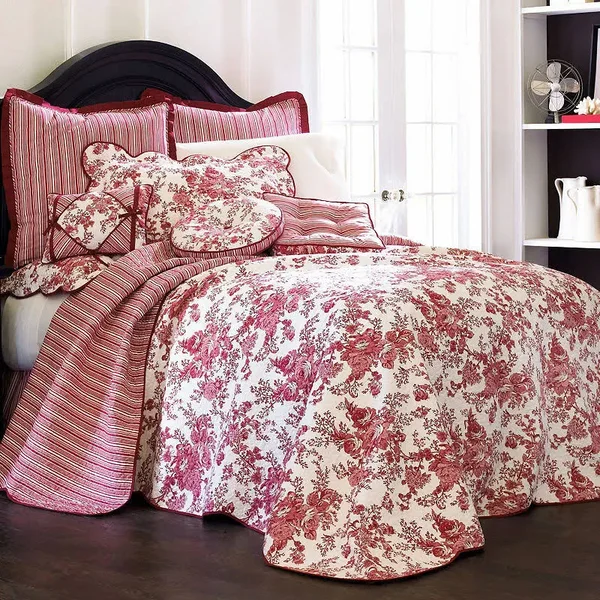 Toile Garden Bedspread, Multiple Colors