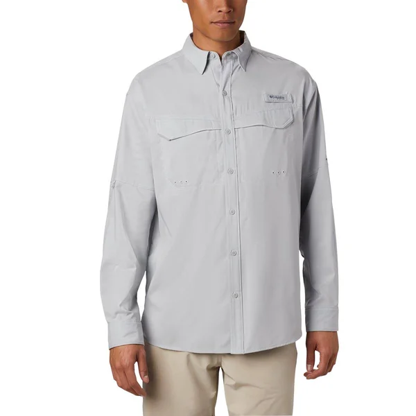 Columbia Men's Low Drag OffShore Long Sleeve Shirt - Extended Sizes (4XL Cool Grey/White)