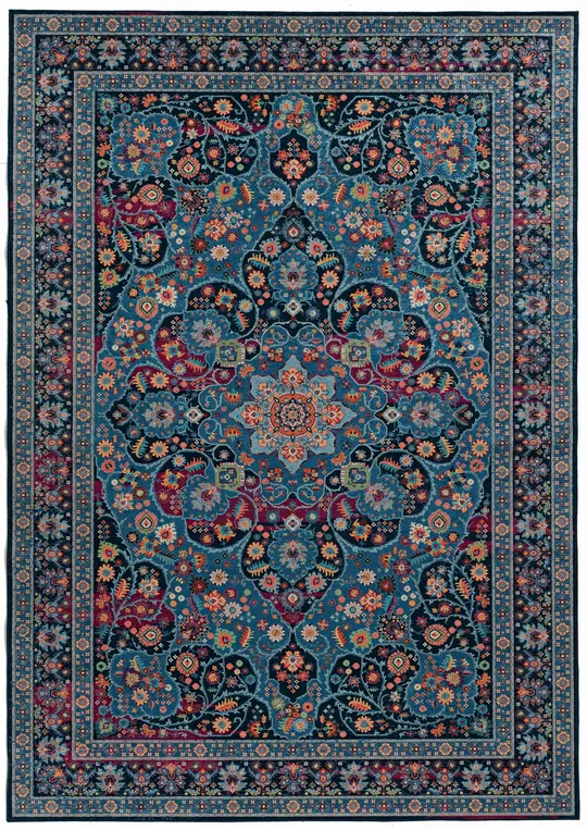 Linon Emerald 6&7x22x9&7x22 Rug Navy