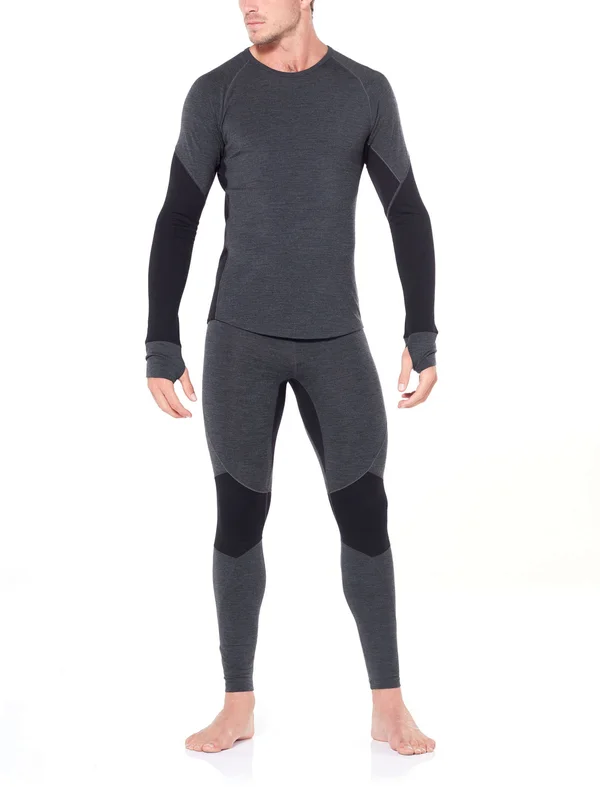 Icebreaker Men's 260 Zone Long Sleeve Crewe Shirt - Jet Heather/Black, Size L by Campman