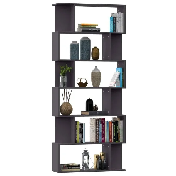vidaXL Book Cabinet/Room Divider Concrete Gray 31.5x22x9.4x22x75.6x22 Chipboard