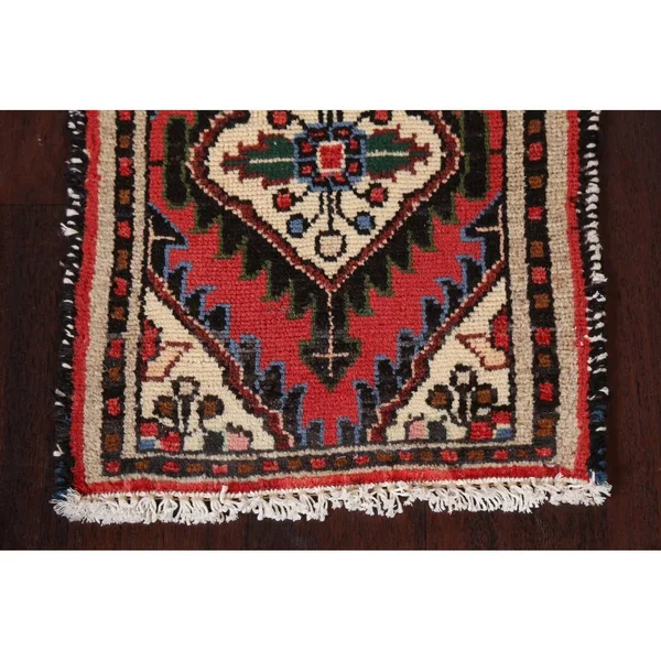 Red Wool Hamedan Persian Rug 1x2