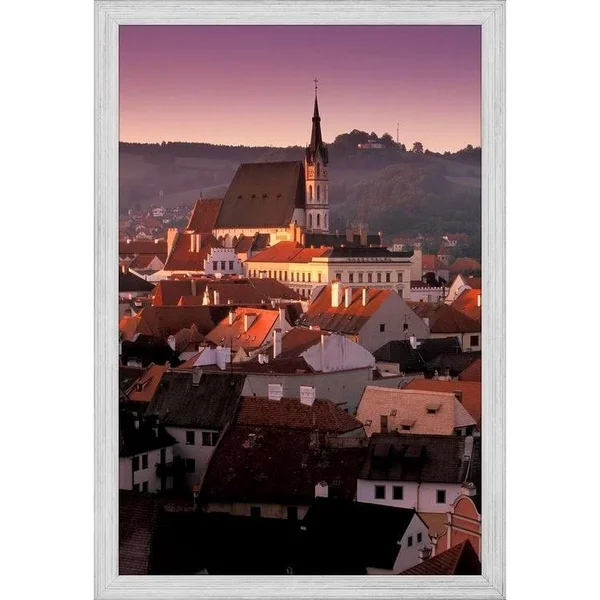 Easy Art Prints Walter Bibikow's 'Town View' Premium Canvas Art - 36 x 24 - Brazilian Barnwood Frame