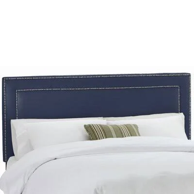Olivia Upholstered Panel Headboard Wayfair Custom Upholstery Size: King, Upholstery: Patriot Blueberry, Nailhead Finish: Pewter