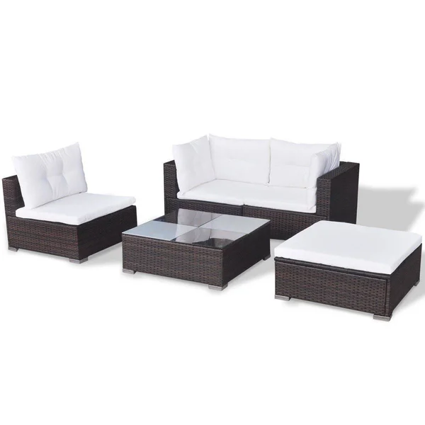 vidaXL 14 Piece Garden Sofa Set Brown Poly Rattan