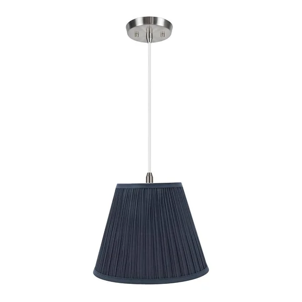 Aspen Creative 73051-11 One-Light Hanging Pendant Ceiling Light with Transitional Pleated Shade - Dark Blue, 13 inch Width
